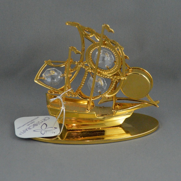 Crystocraft Pirate Ship Clock figurine w/ Swarovsk - Picture 6 of 7